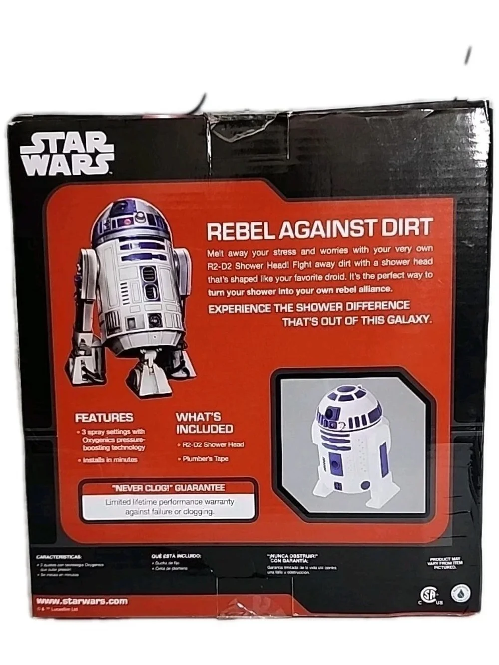 STAR WARS R2-D2 Shower Head No Tools Amplifying Technology Oxygen-Infused Water